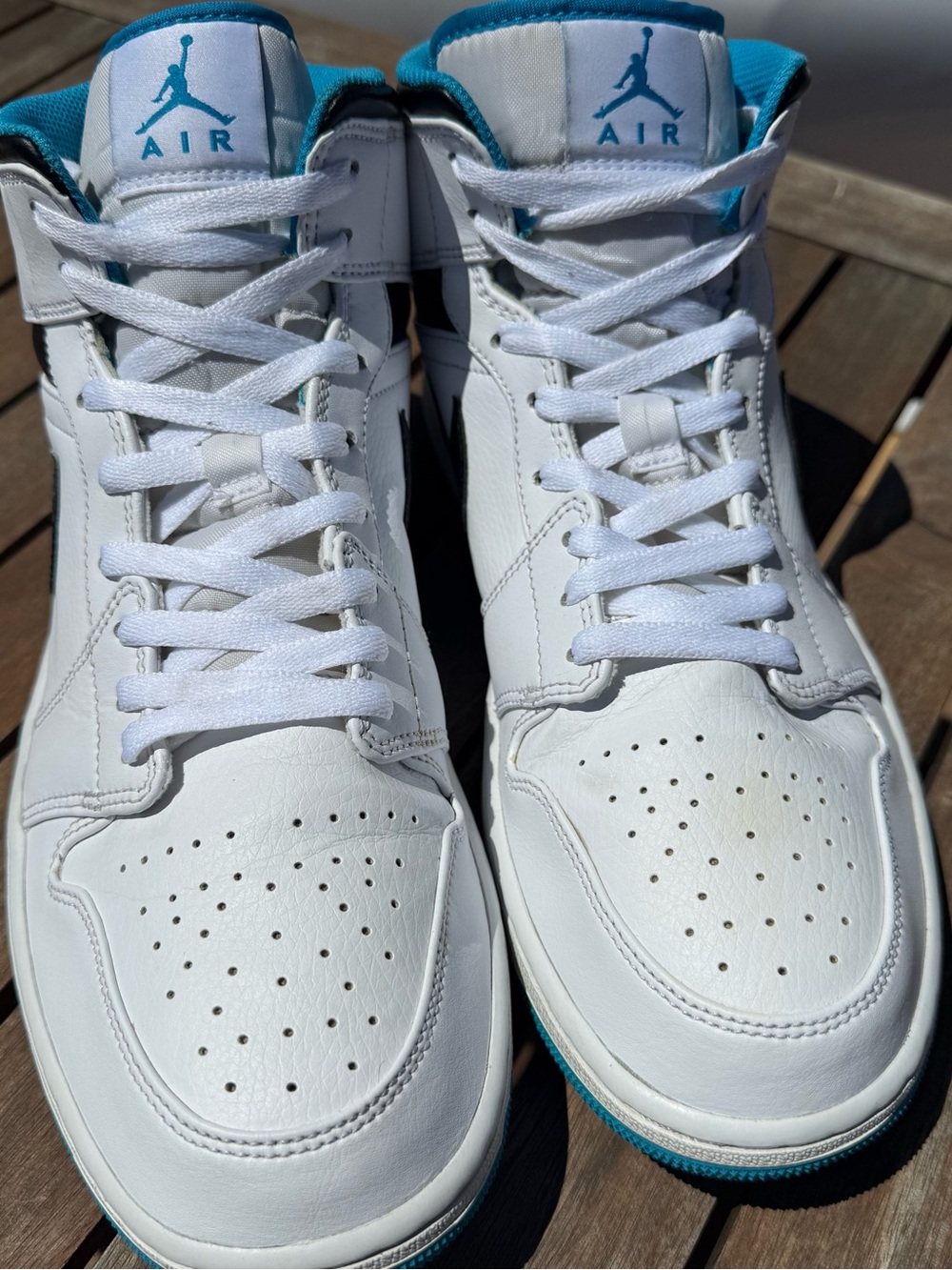 Nike Air Jordan 1 Mid White Black Laser Blue Men’s Size 11.5 Sneakers